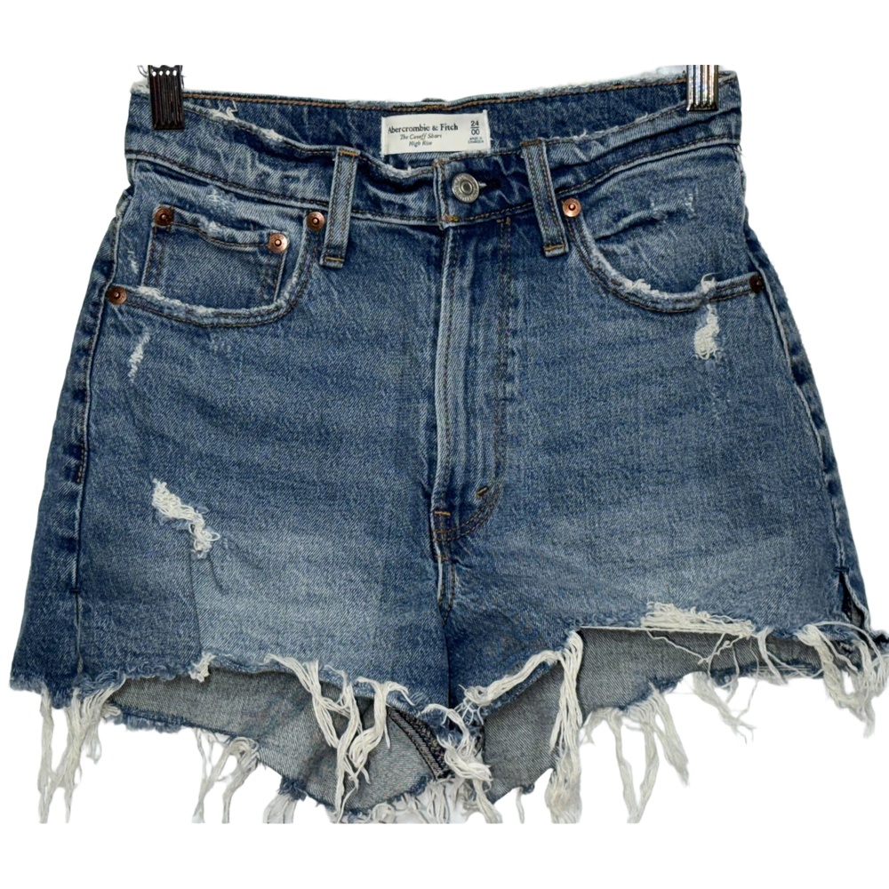 NEW Abercrombie & Fitch Curve Love Cutoff High Rise Blue Jean Shorts Size 24 00